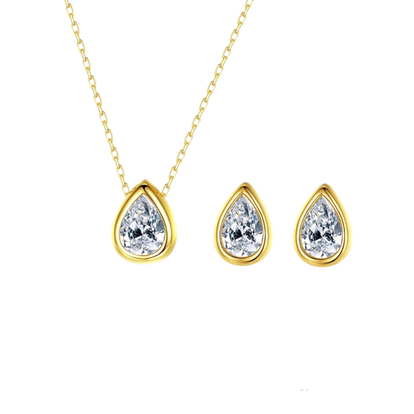 Necklace And Earrings Pear Cut