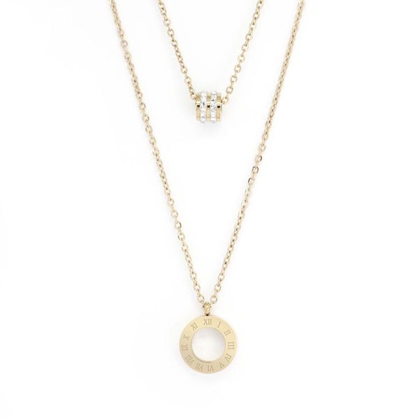 Cazabella Stainless Steel Rose Gold Double Necklace