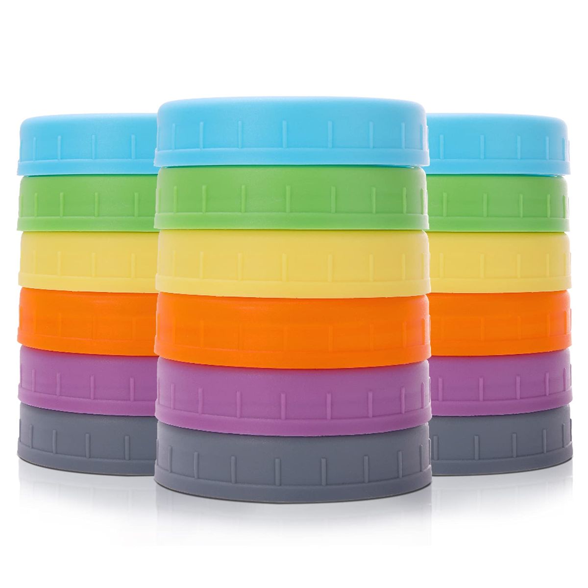 Maisonware Reusable Leakproof Silicone Mason Jar Lids - Pack of 18