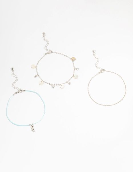 Lovisa Silver Genuine Shell Seahorse Anklets 3-Pack