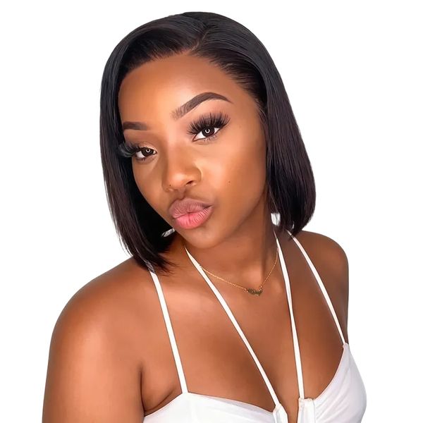 Golden Perfect 8Inch Straight Bob Wig Human Hair Glueless Wig