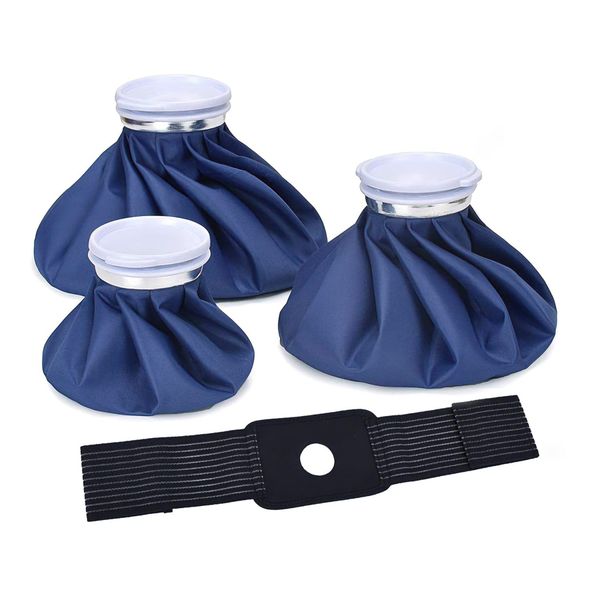 Reusable Hot and Cold Ice Pack Bags with Wrap 3 Sizes Pain Relief 4 Pack