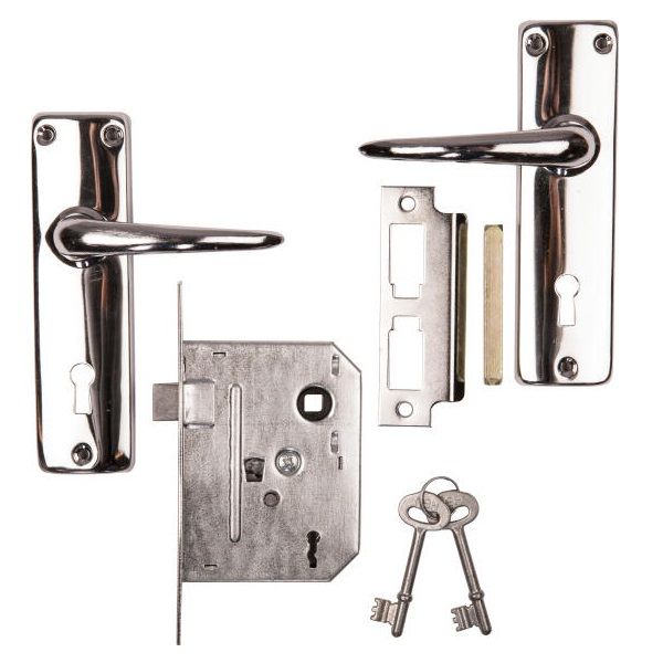 Door Lock Set Chrome Plated