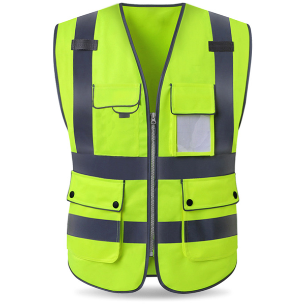 Reflective Safety Vest with Multi Pockets and Zipper