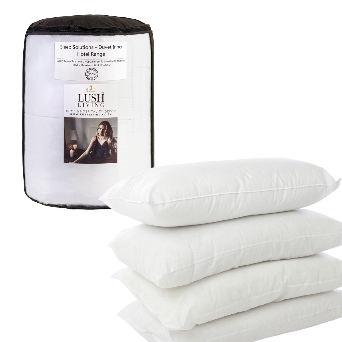 Luscious Living - Pillows - Duvet Inner - Bedding Set - 5 Piece - Value Bundle - Bounce Fibre