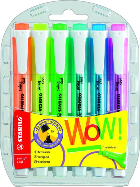 STABILO Swing Cool Highlighter Assorted Wallet 6's