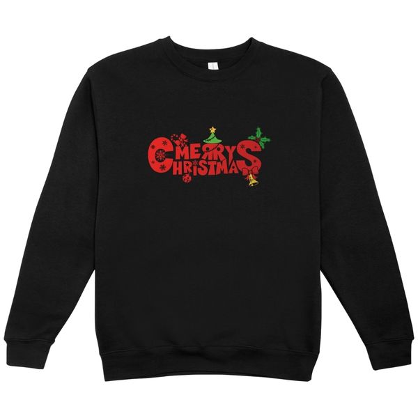 Merry Christmas Bold and Busy Kids Black Sweater