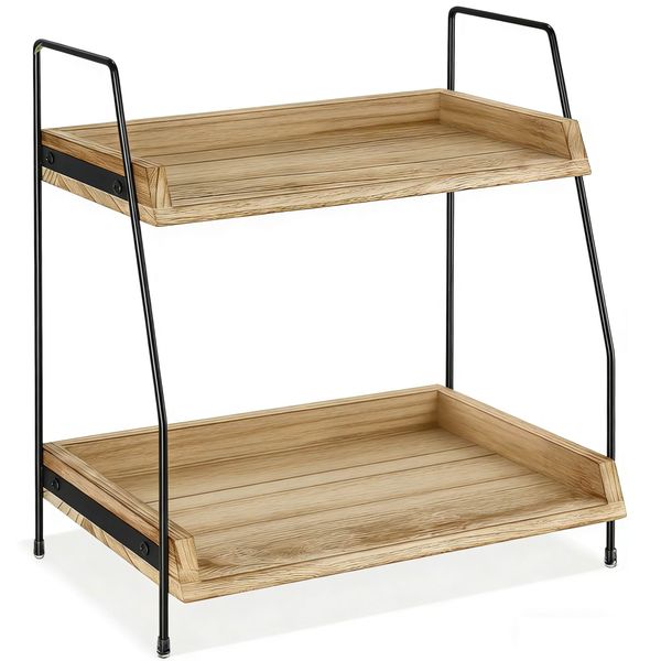 Jack Brown Wooden Multipurpose Countertop Coffee Station Organiser Rack