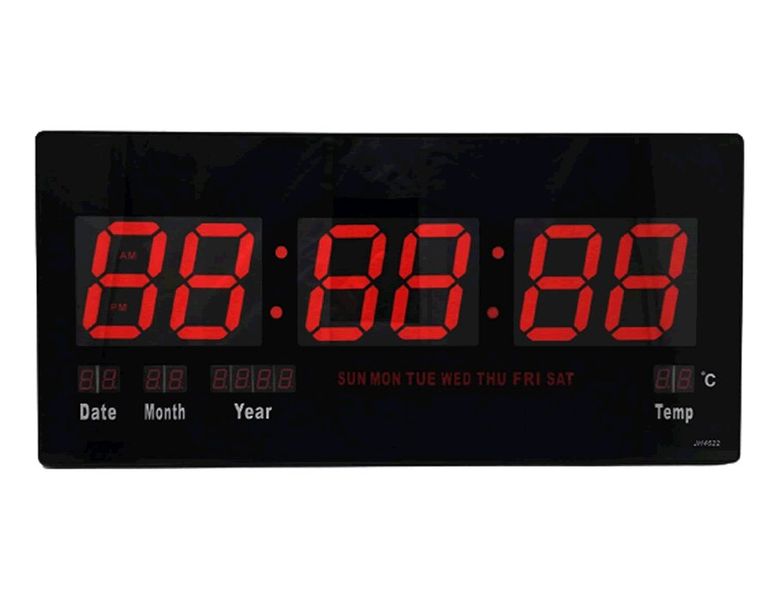 Digital LED Number Wall Clock with Date &amp; Temperature Display - JH-4622