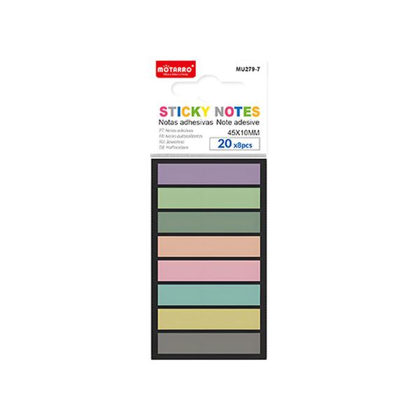 10 Pack 20x8Pcs 10x45mm Colored Sticky Notes Strips