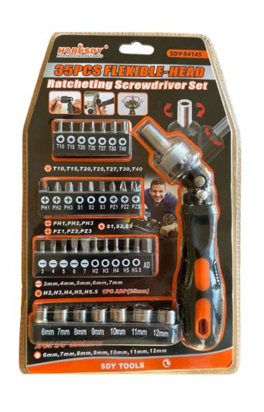 Horusdy 35PCS Flexible-Head Ratcheting Screwdriver Set