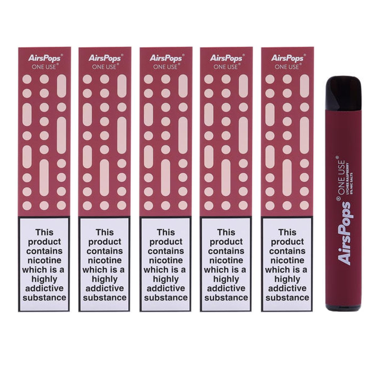 Airscream AirsPops 5 Pack Disposable Lychee Raspberry 5 Nic