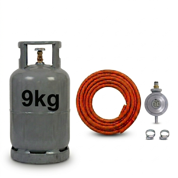 9kg LPG Gas Cylinder Combo Kit with Regulator, Hose &amp; 2 Clamps