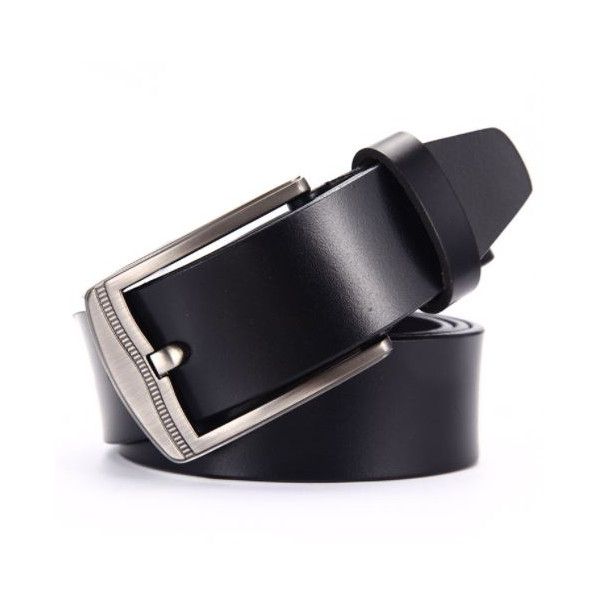 Olive Tree - Genuine Leather Belt Style D - Black