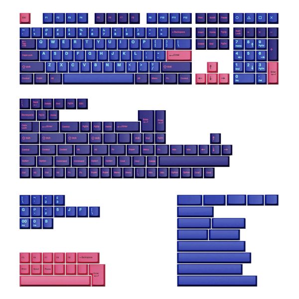 Keychron Full Set Keycap Double Shot Che Grey &amp; Pink