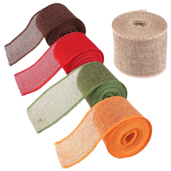 5 Rolls of Christmas Ribbon Wired for Gift Handmade DIY Ribbon Wrapping Bur