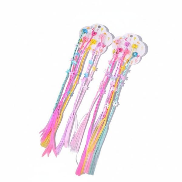 Multicolour Butterfly &amp; Flower Braids Hairpiece - 2X 6 Pack Hair Clips