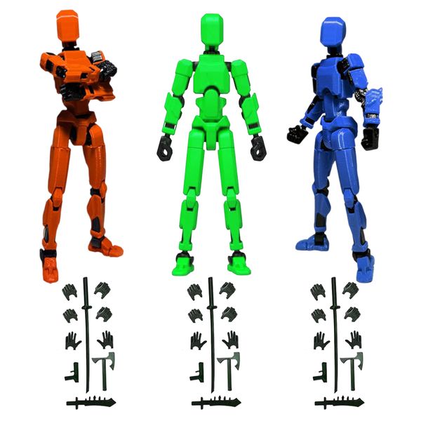 3pcs Action Figure 3D Printed Robot Dummy Toy Movable Joint Easy Assembly