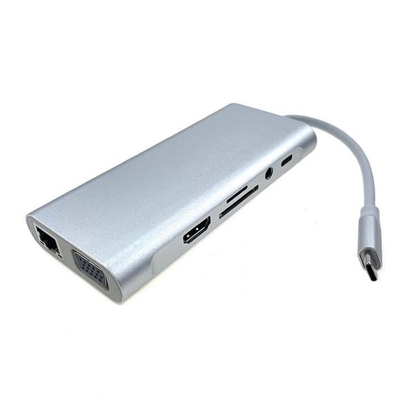 Type C Hubs 11 in 1 - HDMI /VGA/ 4*USB/ Ethernet / Card reader