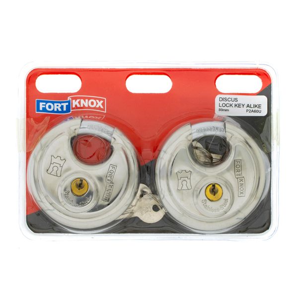 FORT KNOX Discus Padlocks Stainless Steel Keyed Alike 80mm Q:2 P2A60U