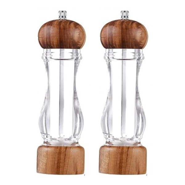 Premium Quality Authentic Wooden Glass Salt and Pepper Grinder