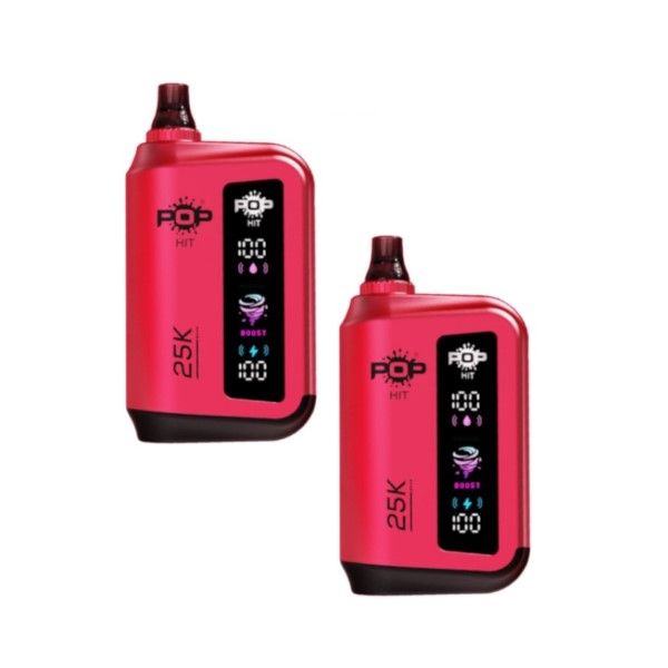Pop Hit Rechargeable Vape Bar 25K Puffs 50mg - Cherry Hard Candy - 2 Pack