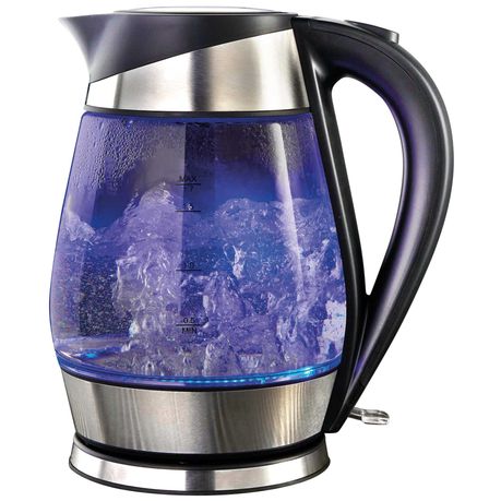 purple color glass electric kettle with