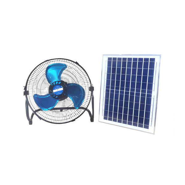 3-Speed Rechargeable Solar Fan with 10W Panel 12W Power - 12 Inch