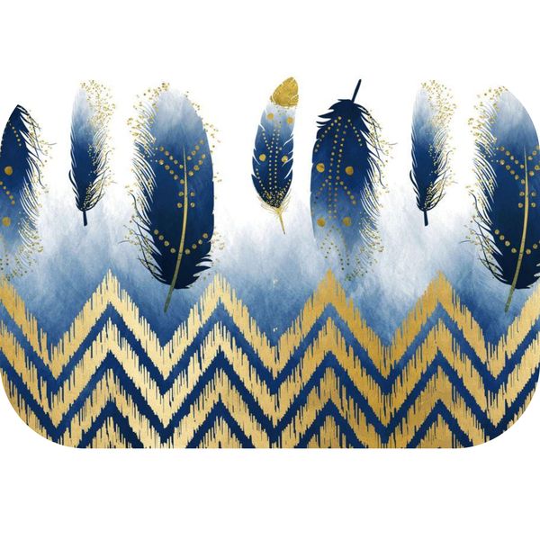 Blue and Gold Feathers Printed Mouse Pad