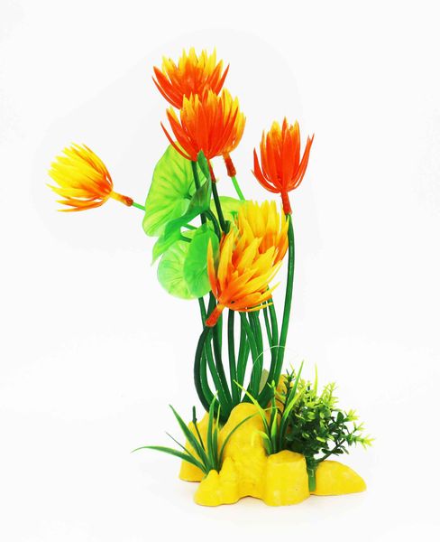 Artificial Aquatic Plant Orange Flowers
