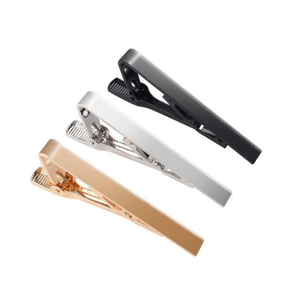 Set of 3 Classic Tie Clips - Gold Silver Black Necktie Bars