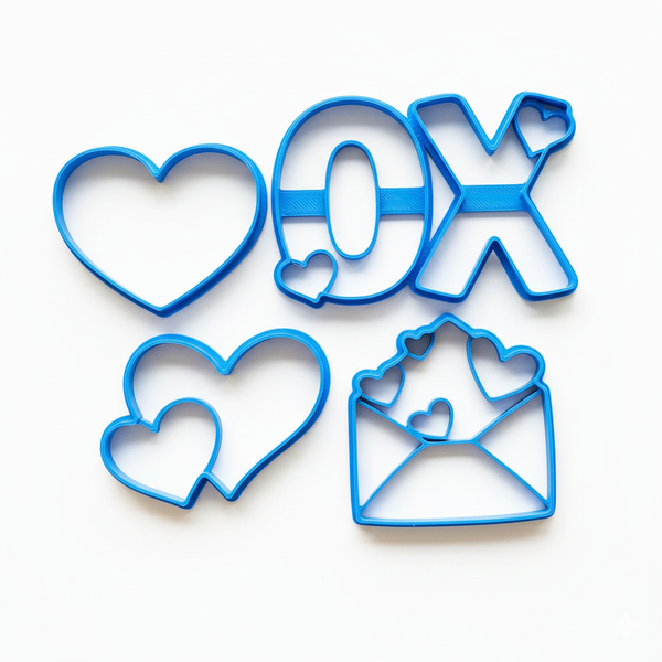 4-Piece Valentine's Cookie Cutter Set - Romantic Icons - 8cm - 3D Printed