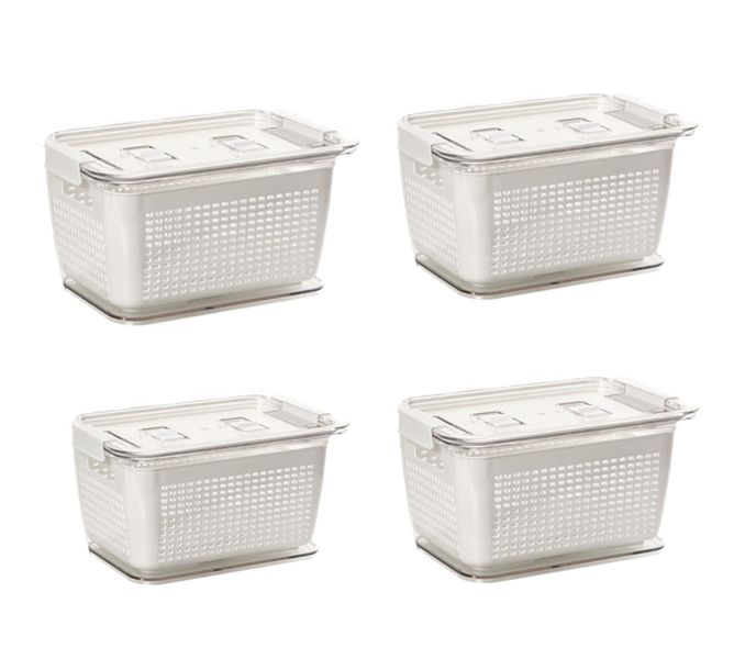 Set of 4 Small Acrylic Fridge Food Storage Container 600ml