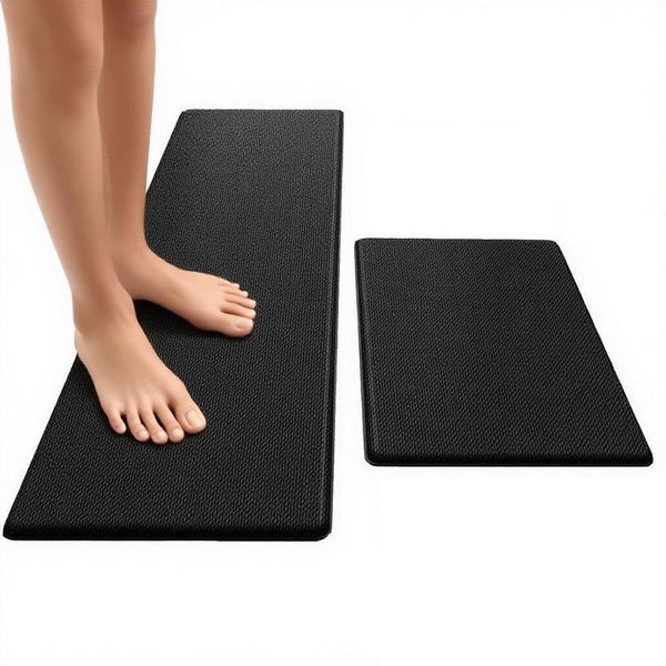 2-Piece Kitchen Mats,Waterproof Anti Fatigue Non-Slip Bathroom Mat