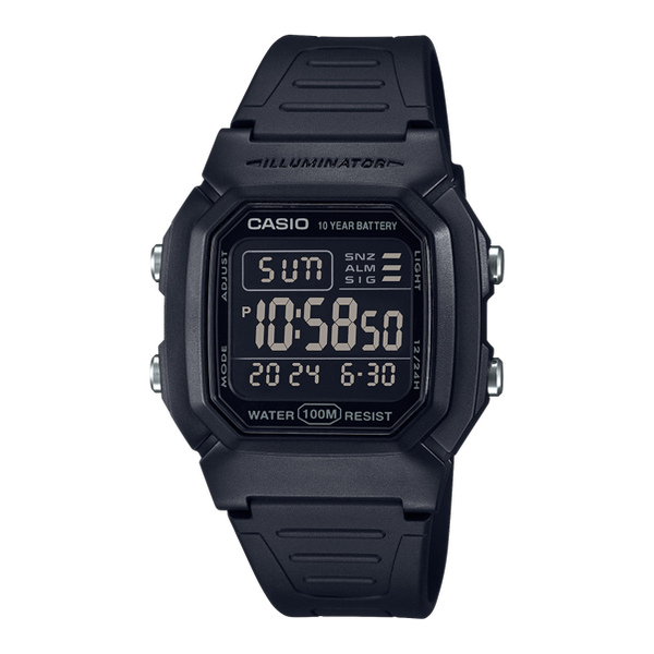 Casio W-800H-1BVDF-10-Year Battery-100M WR-Date Display-Digital Black Watch
