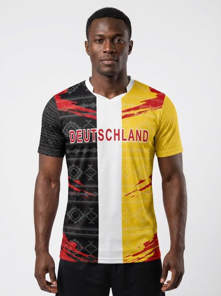 Germany / Deutschland Flag Sublimation T-Shirt - Black Red Gold Graphic Tee