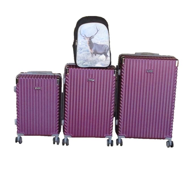 ABS Purple Spinner Luggage Set with Deer Print Backpack 3-Piece