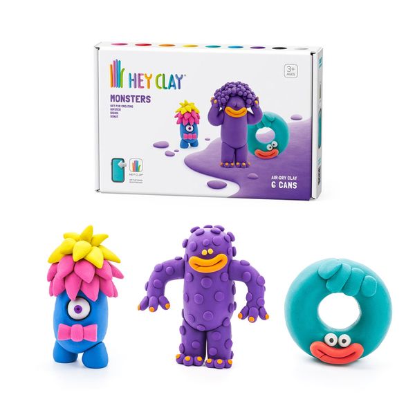 Hey Clay: Modelling Air-Dry Clay with Fun Interactive App - Monsters 6 Cans