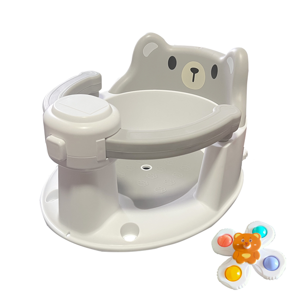 Open Enclosure Baby Bath Chair Bath Seat Tub Silicone Anti-slip with Toy
