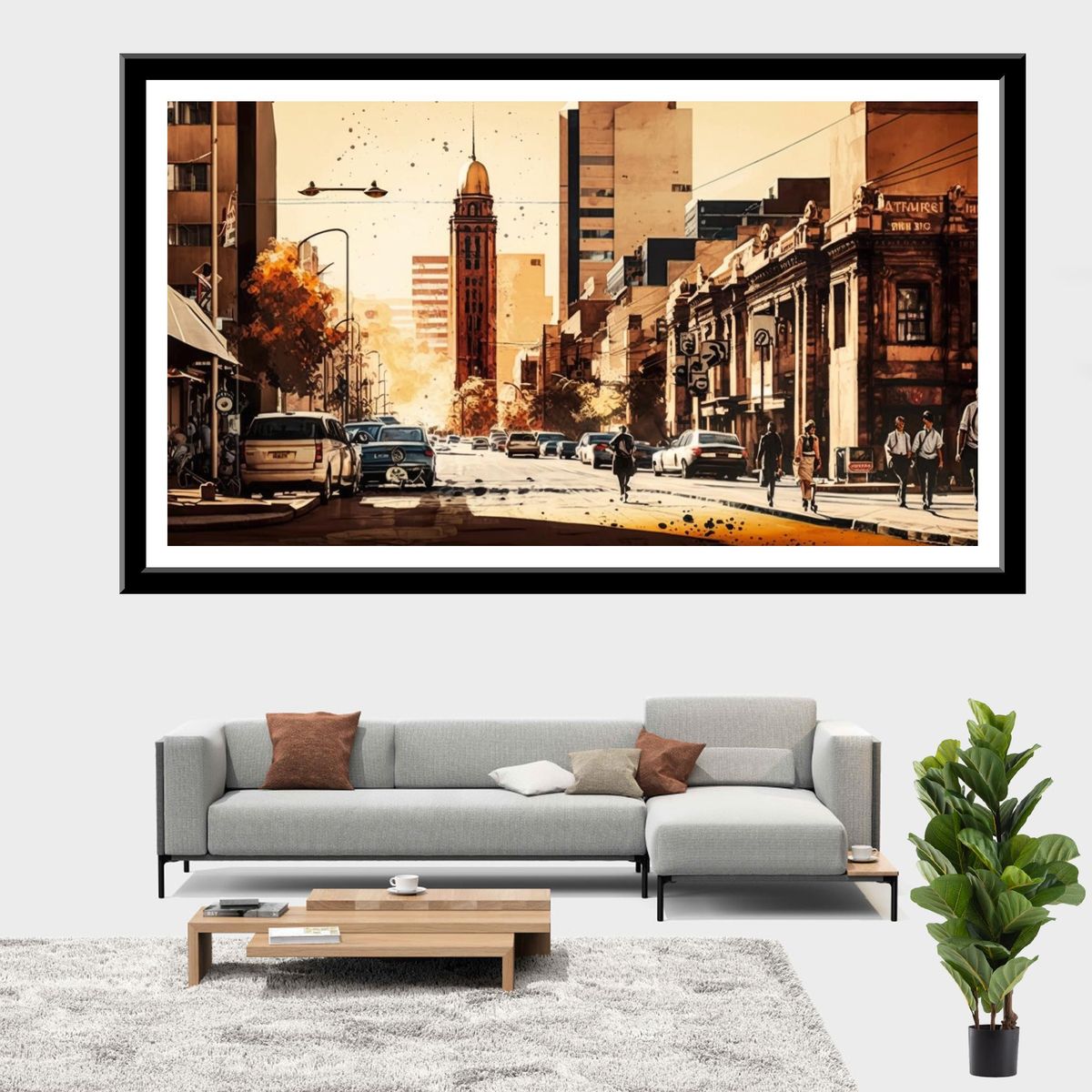 Wall Art Unframed - Johannesburg Abstract Beautiful Streets - B1011 ...