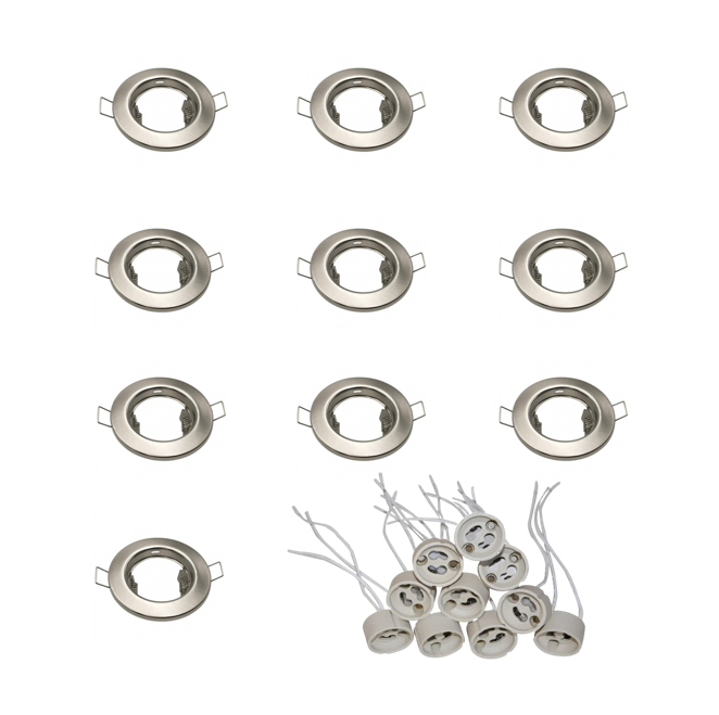 MrSmart - Silver Downlight Fittings With FREE GU10 Holders - Pack Of 10.