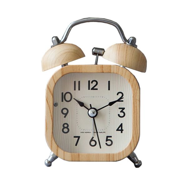 Vintage Alarm Clock with Wood Grain Finish