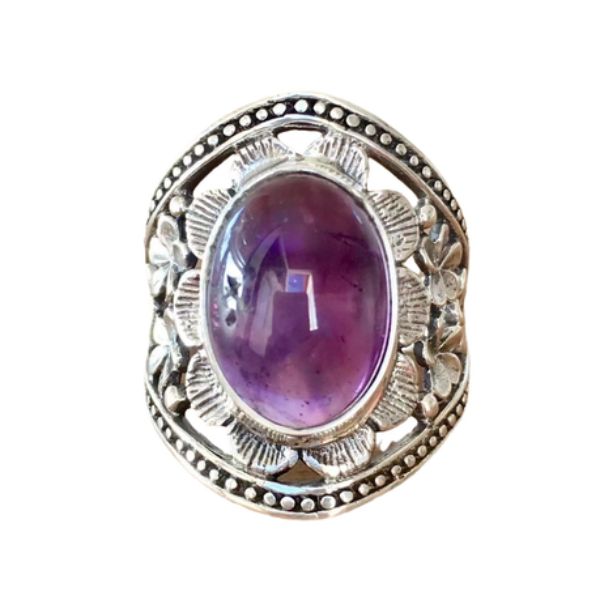 ZELTRYN Vintage Amethyst Flower Ring