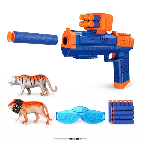 Kids Foam Dart Blaster Set with Animal Targets and Goggles With ReVibe Pen