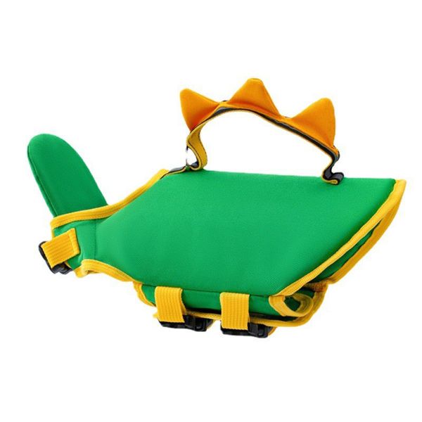 Dog Swim Life Jacket Dog Water Vest Flotation with Handle - Dinosaur