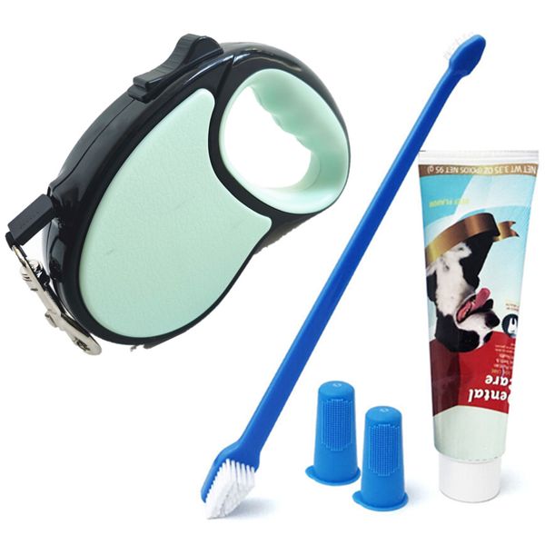 Dog Leash - 5m Retractable + Dog Dental Care Kit - Dog Pet Toothpaste