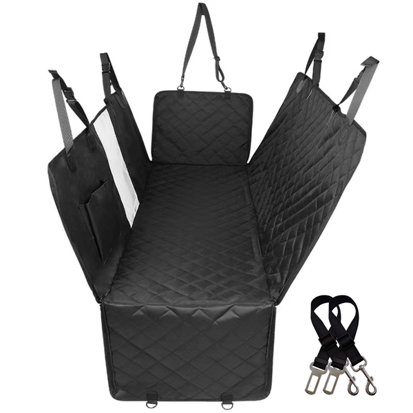Dog Car Seat Cover for Pets with Mesh Window &amp; 2 Seatbelts &amp; Storage Pocket