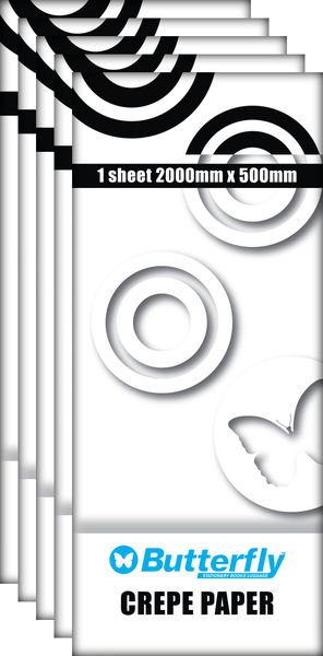 Crepe Paper - 1 Sheet (2Mx500Mm) White C20 X5
