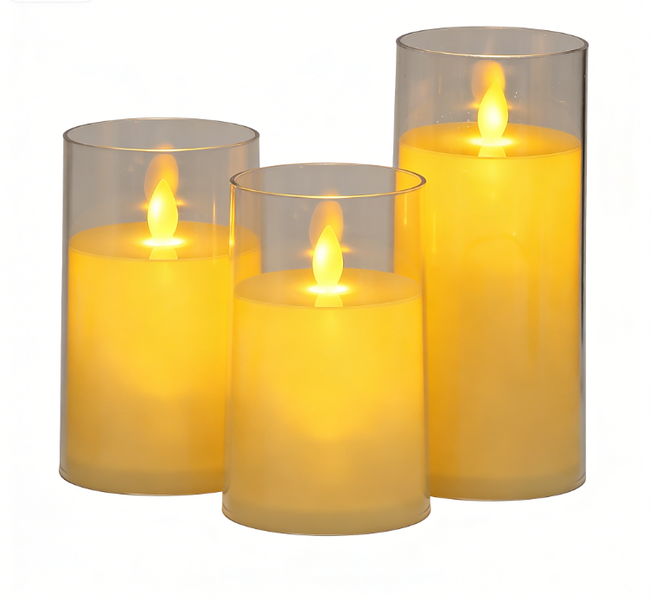 LED Flameless Candles - Warm Yellow - 3-Piece