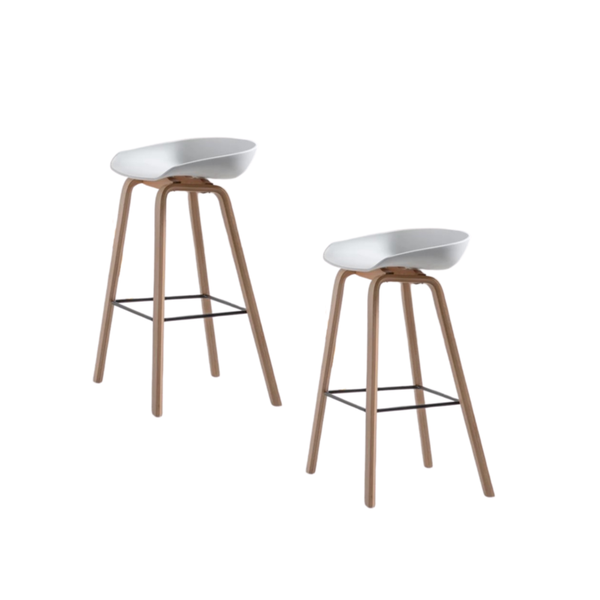 White Kitchen Bar Stool - Set of 2 Chairs